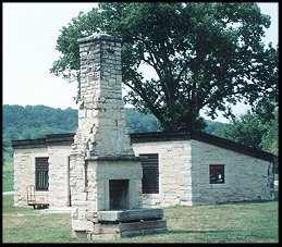 Picture of the haunted chimney and original stable.